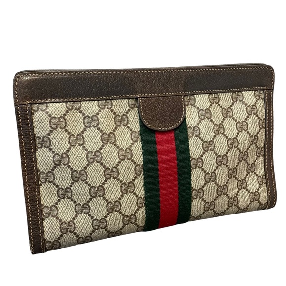 ♦️SOLD♦️GUCCI Ophidia Sherry Web GG monogram supreme Clutch - Picture 4 of 15